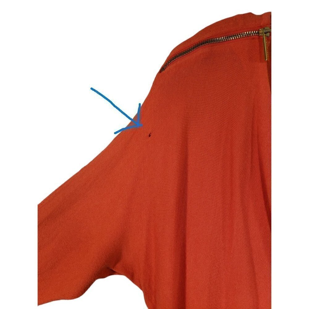 Michael Michael Kors Top Women Sz Small Orange 3/4 Sleeve Cowl Neck Zip Shoulder - Picture 7 of 14